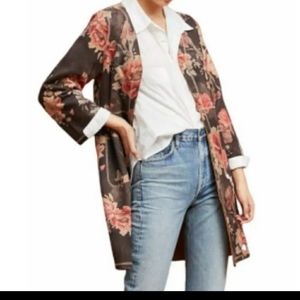 Ultrasuede Floral Coat with Camel Interior
